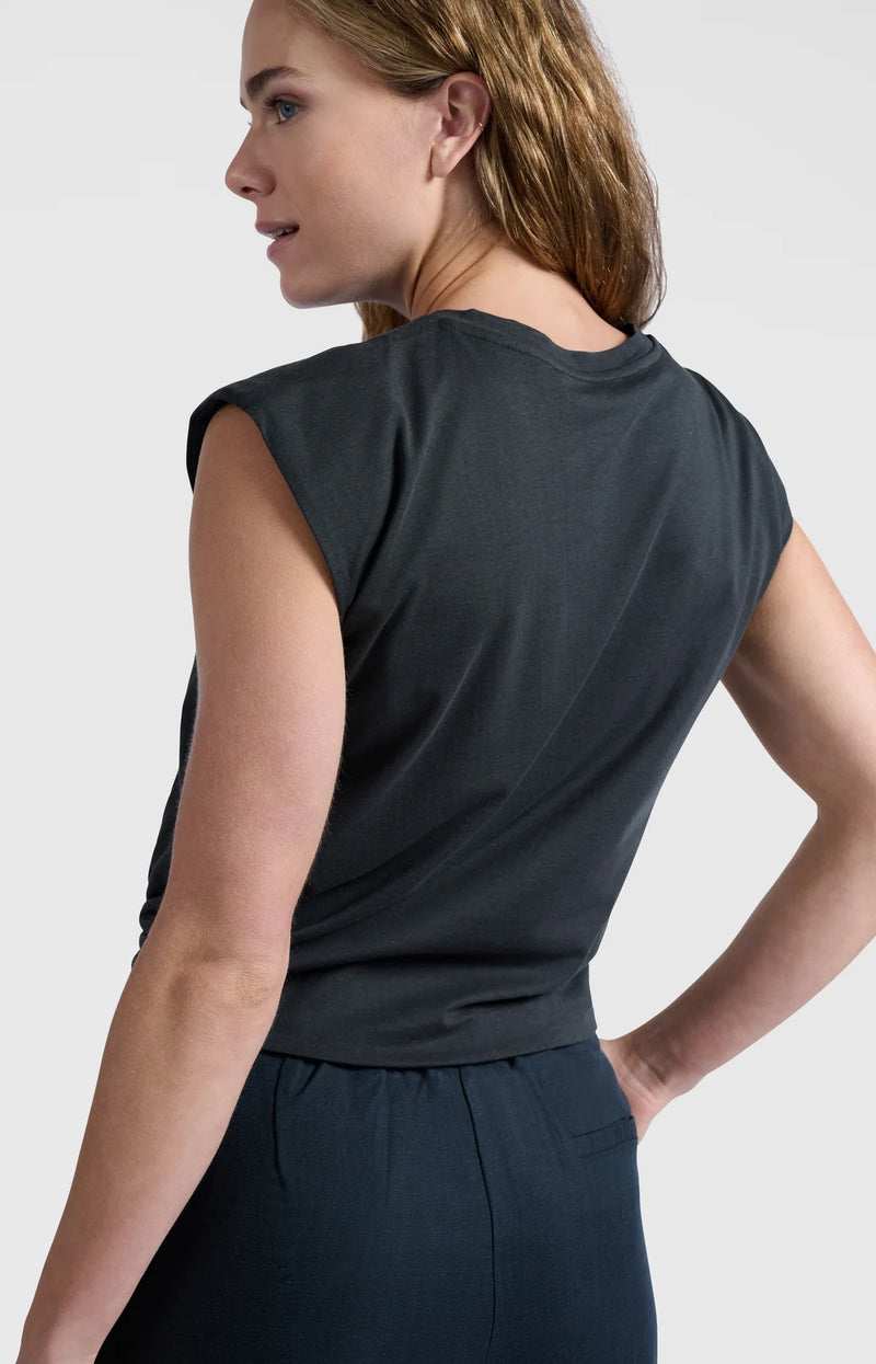 Yaya Knot Detail Top in Washed black