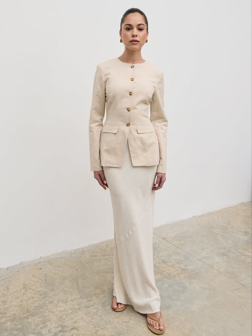 Pretty Lavish - Tarryn Crew Neck Linen Jacket