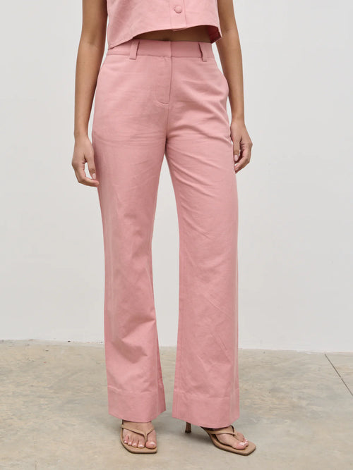 Pretty Lavish Blair Linen Trouser - Pink