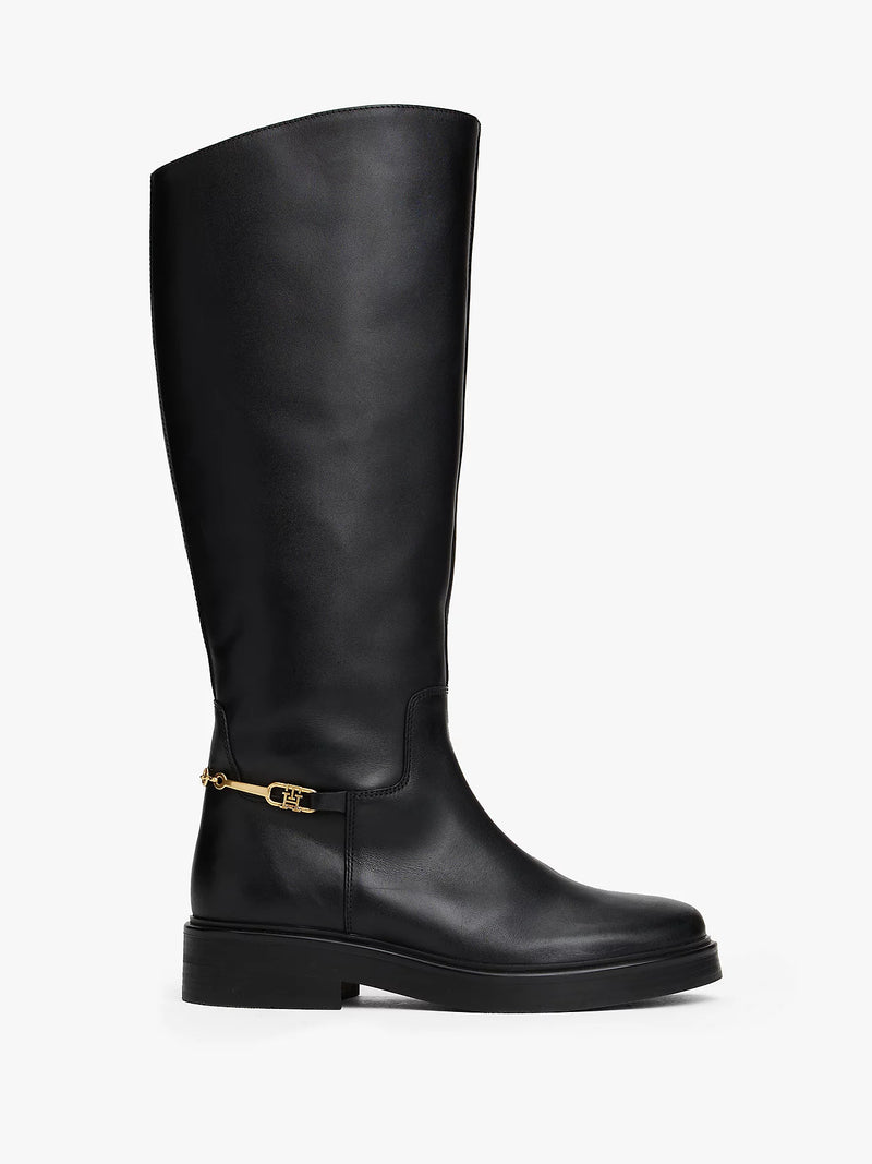 Tommy Hilfiger Horsebit Riding Long Boots - Black