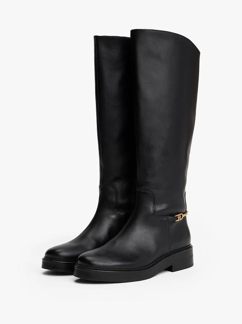 Tommy Hilfiger Horsebit Riding Long Boots - Black
