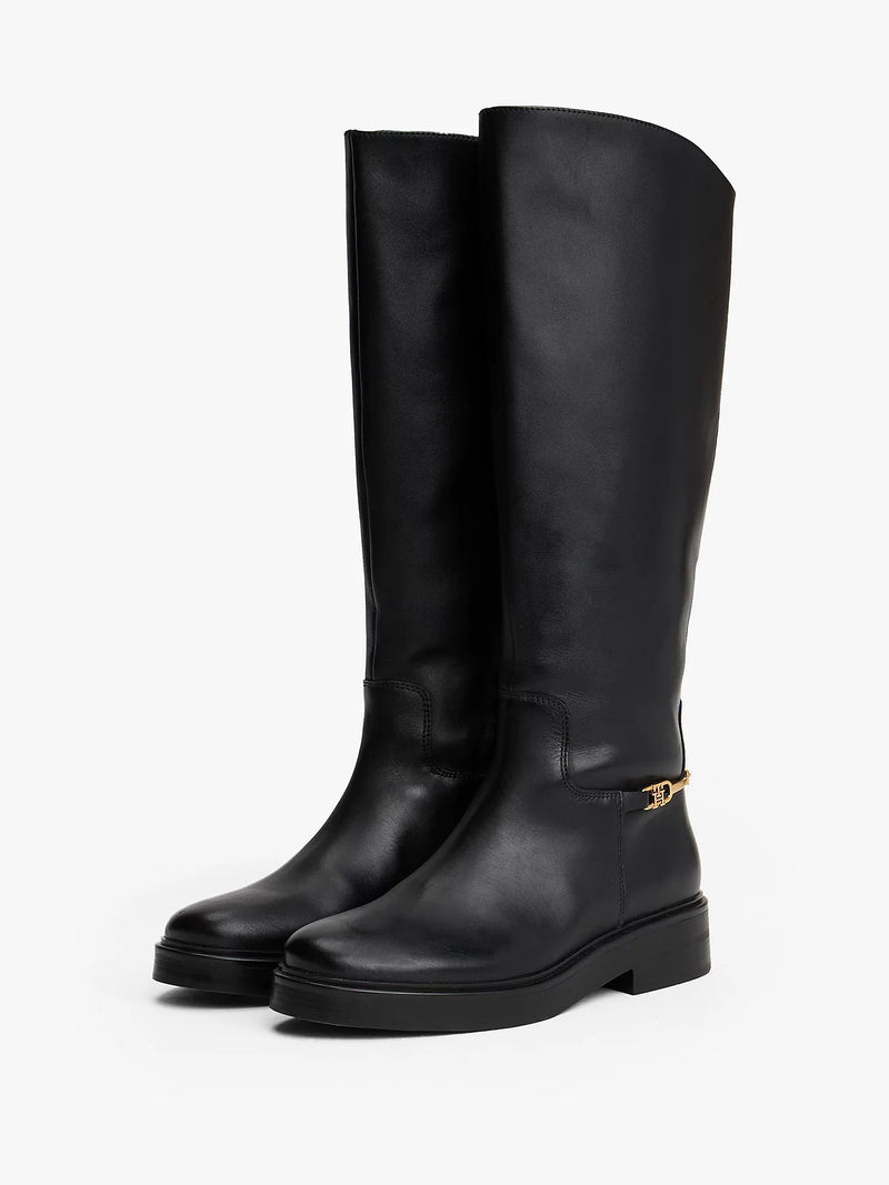 Tommy Hilfiger Horsebit Riding Long Boots - Black