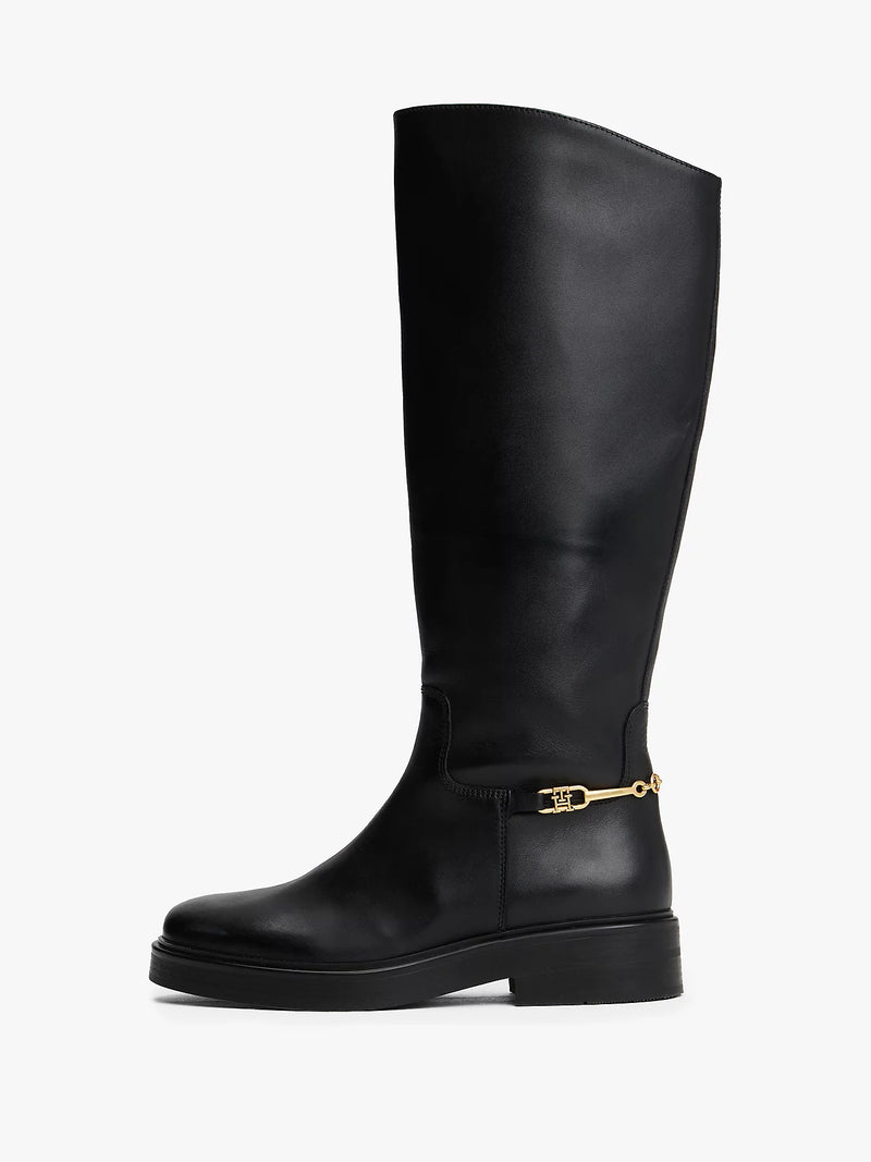 Tommy Hilfiger Horsebit Riding Long Boots - Black
