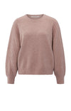 Yaya Knitted sweater with ribbed sleeves and round neck - Pink