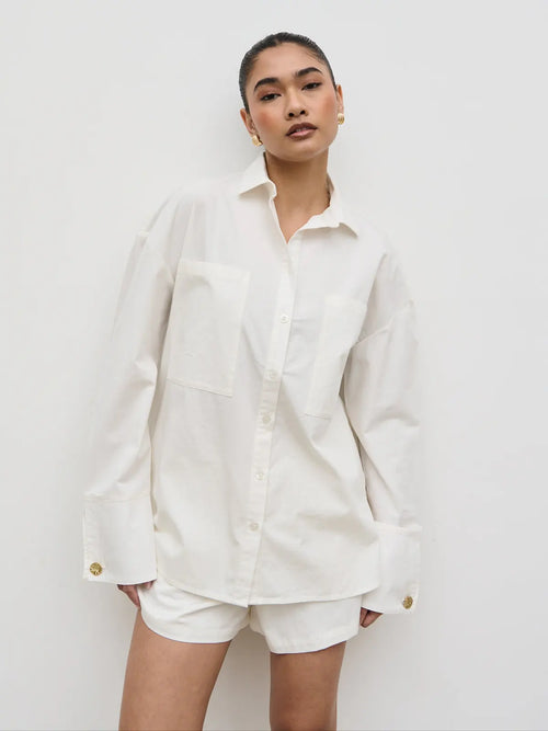 Pretty Lavish Ryleigh Cotton Poplin Shirt White