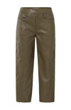Yaya Faux leather trousers with seam details - Brown/ Green