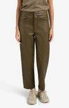 Yaya Faux leather trousers with seam details - Brown/ Green