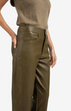 Yaya Faux leather trousers with seam details - Brown/ Green