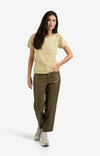 Yaya Faux leather trousers with seam details - Brown/ Green