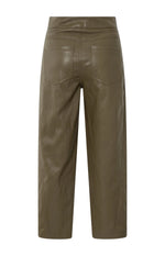 Yaya Faux leather trousers with seam details - Brown/ Green