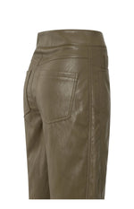 Yaya Faux leather trousers with seam details - Brown/ Green