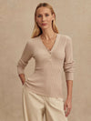Varley Blanca V-Neck Rib Knit Top - Beige