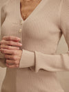 Varley Blanca V-Neck Rib Knit Top - Beige
