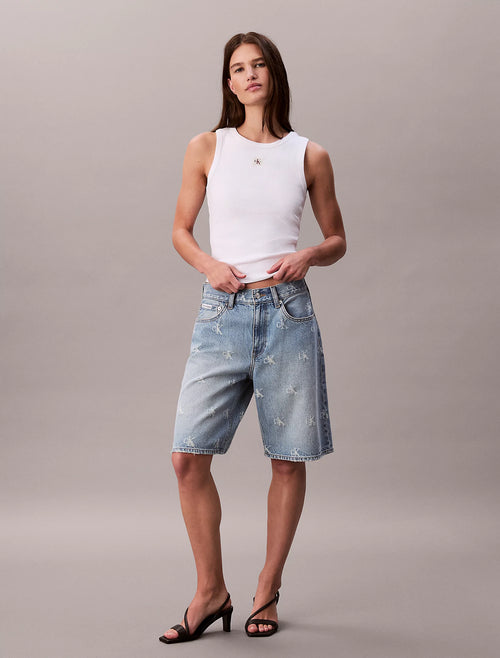 Calvin Klein Ribbed Cotton Badge Tank Top - White