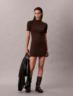 Calvin Klein Sculpted Knit Mini Dress - Brown
