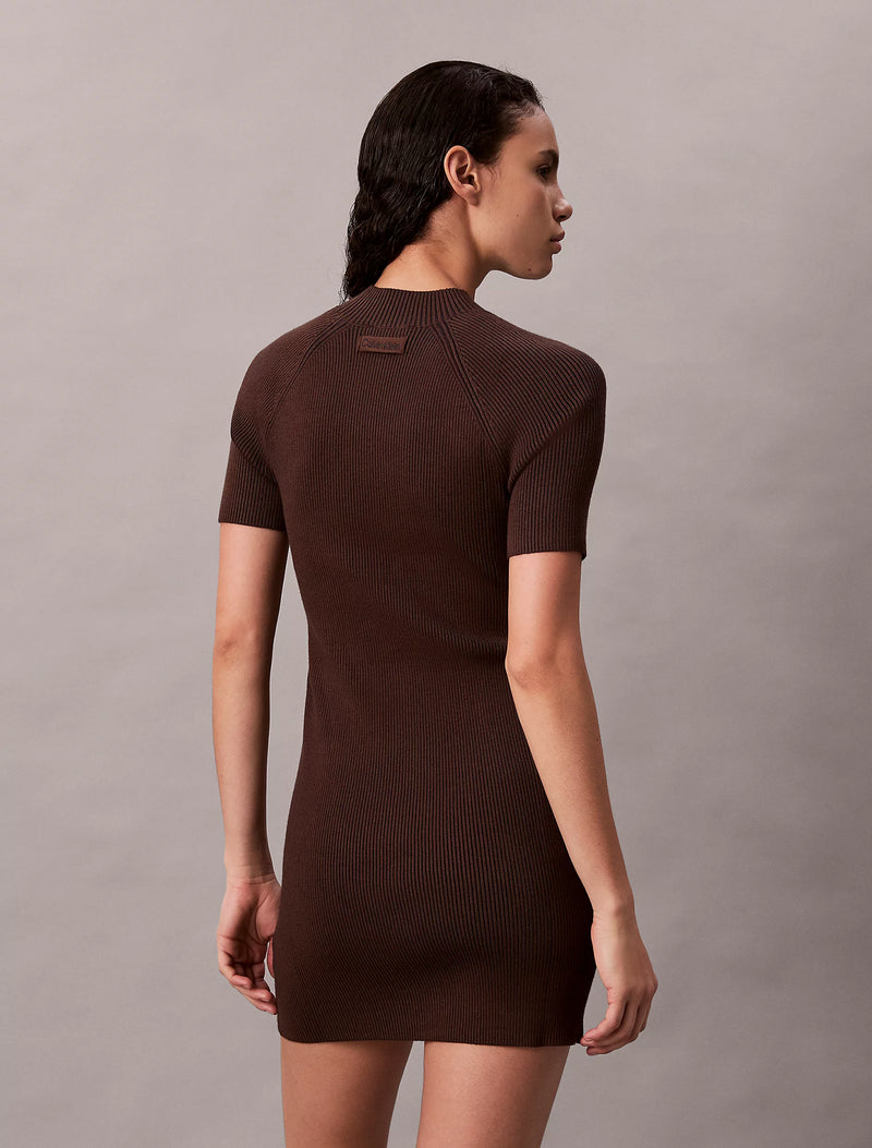 Calvin Klein Sculpted Knit Mini Dress - Brown