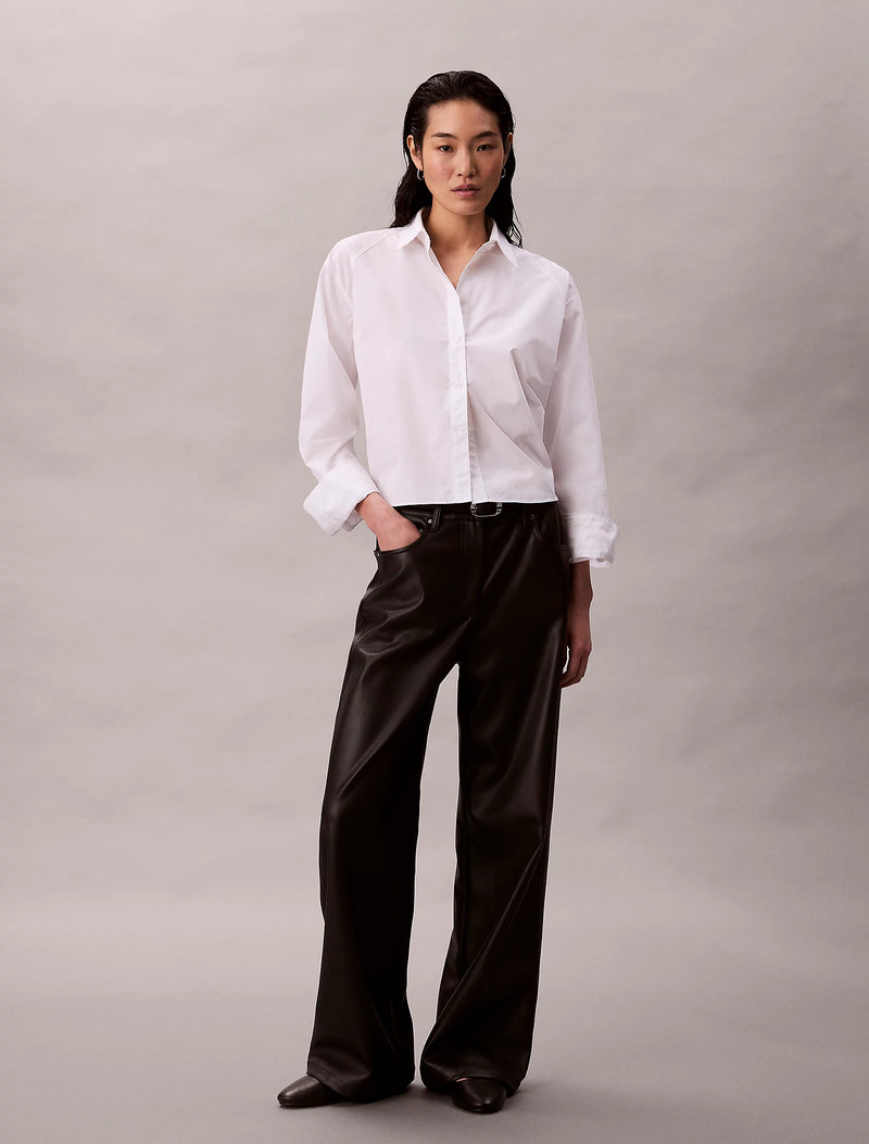 Calvin Klein Faux Leather 5-Pocket Trousers - Black