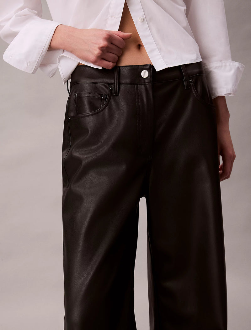 Calvin Klein Faux Leather 5-Pocket Trousers - Black