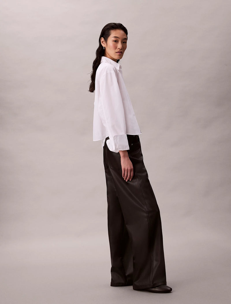 Calvin Klein Faux Leather 5-Pocket Trousers - Black