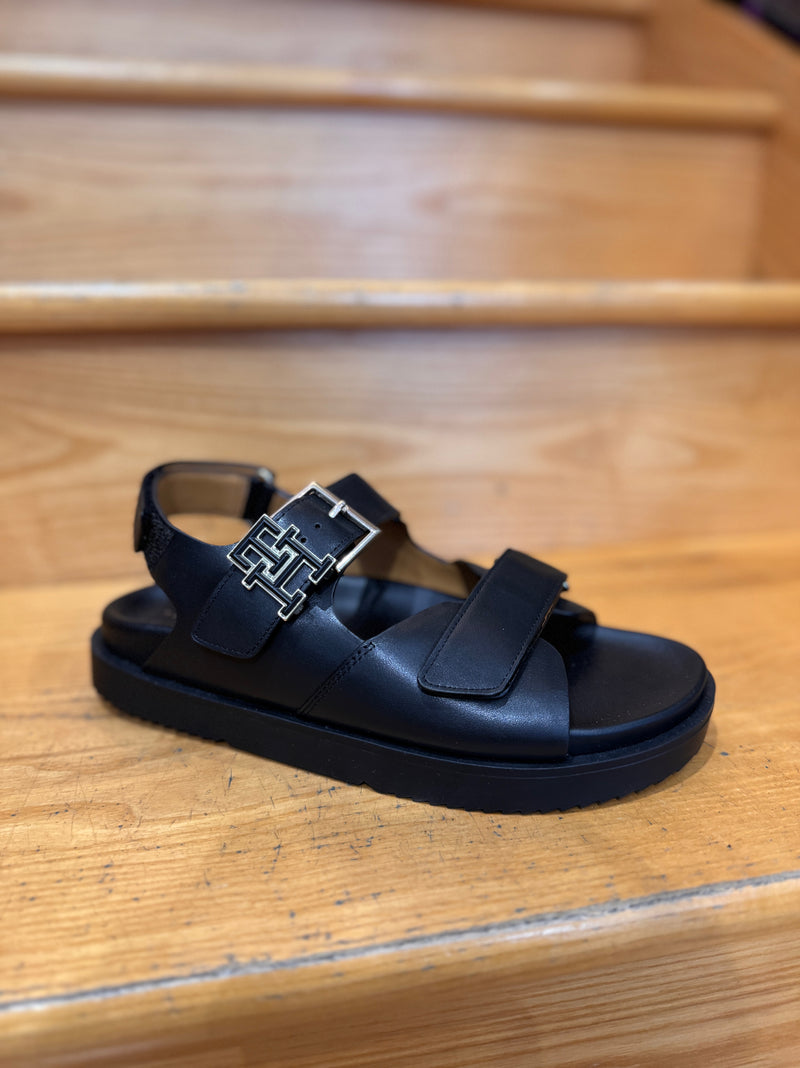 Tommy Hilfiger black leather sandal