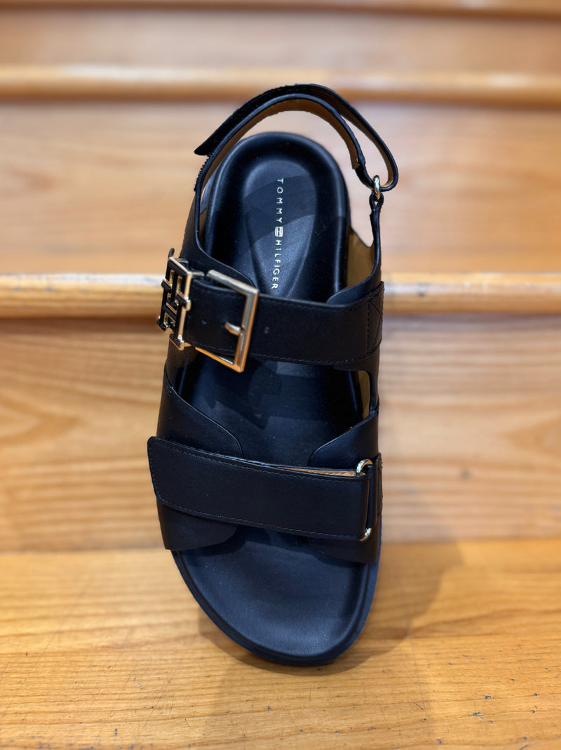Tommy Hilfiger black leather sandal