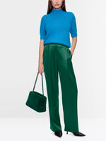 Marc Cain WASCO satin trousers with wide cut - Green