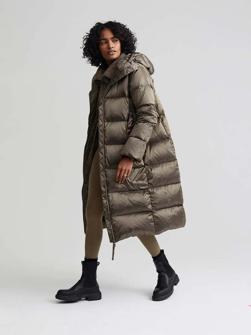 Varley Katya Long Down Puffer - Olive Green