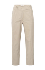 Yaya Cotton High Waist Trouser - Beige