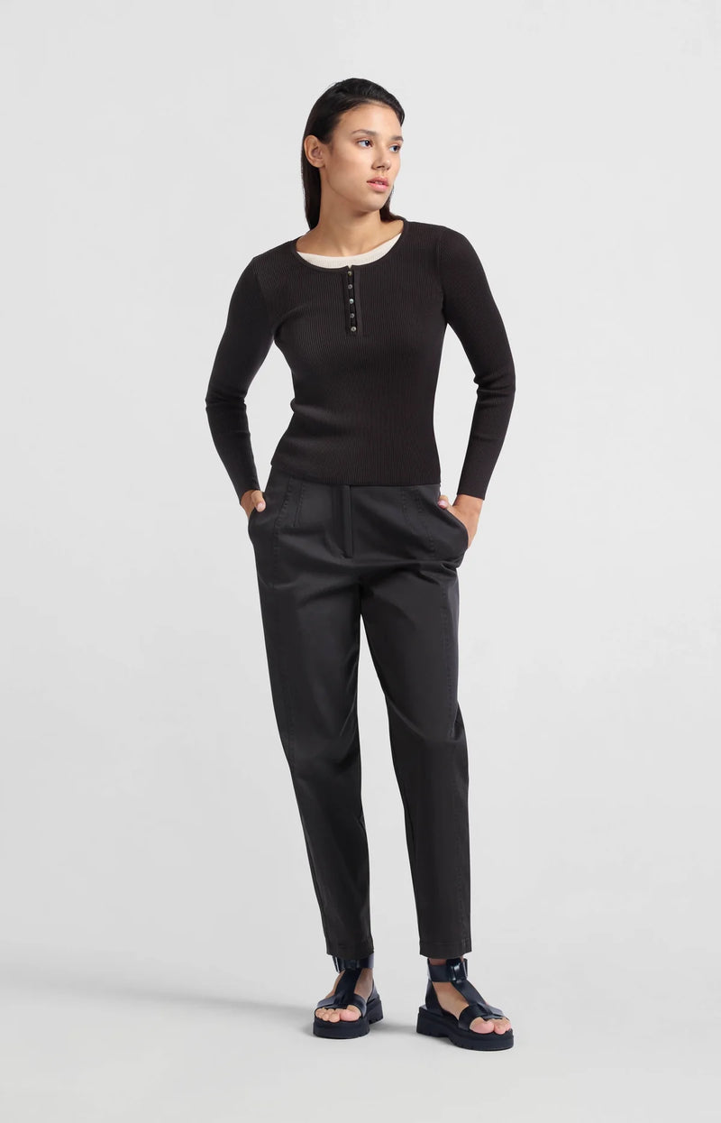 Yaya Cotton High Rise Trouser - Phantom