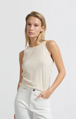 Yaya Ribbed Singlet - Beige
