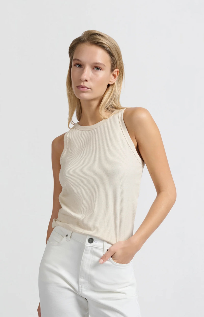 Yaya Ribbed Singlet - Beige