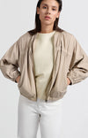Yaya Nylon Bomber Jacket - Twill Beige