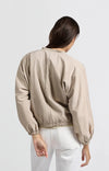 Yaya Nylon Bomber Jacket - Twill Beige