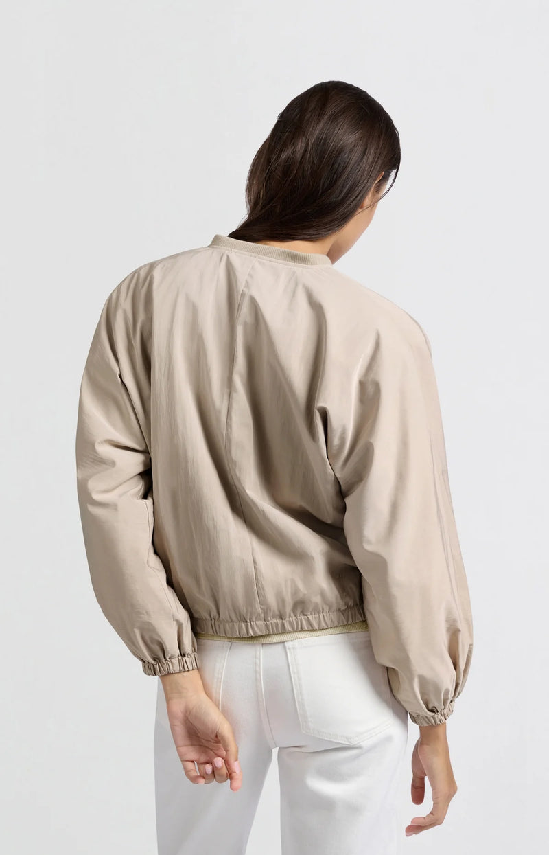 Yaya Nylon Bomber Jacket - Twill Beige