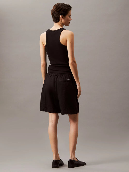 Calvin Klein Cotton Linen Twill Shorts - Black