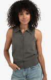 Yaya Sleeveless Cardigan - Dark Taupe Grey