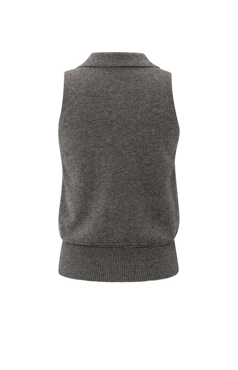 Yaya Sleeveless Cardigan - Dark Taupe Grey