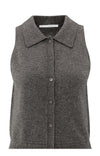 Yaya Sleeveless Cardigan - Dark Taupe Grey