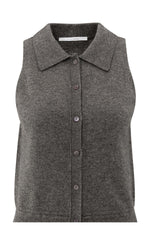 Yaya Sleeveless Cardigan - Dark Taupe Grey