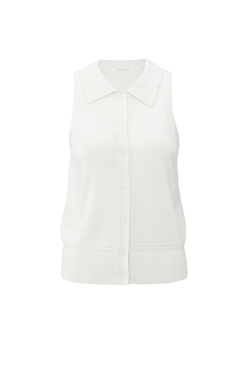 Yaya Sleeveless Cardigan - Early Frost White