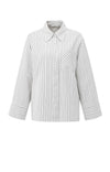 Yaya Striped Oversized Blouse - Early Frost White Dessin