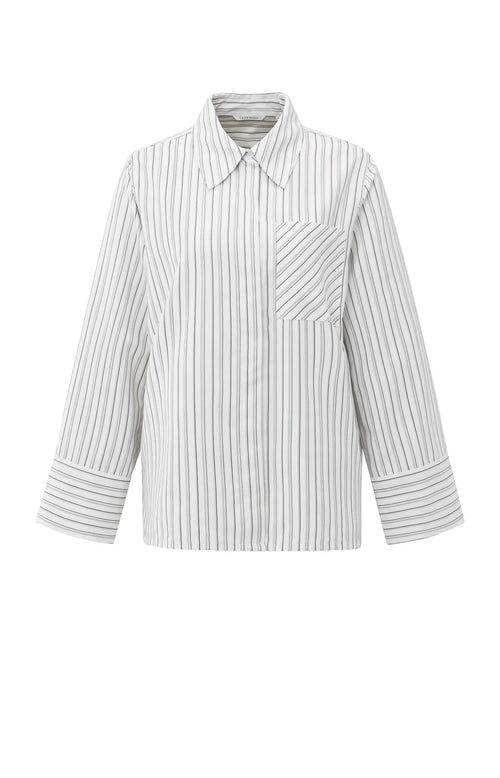 Yaya Striped Oversized Blouse - Early Frost White Dessin