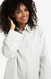 Yaya Striped Oversized Blouse - Early Frost White Dessin