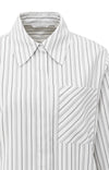 Yaya Striped Oversized Blouse - Early Frost White Dessin