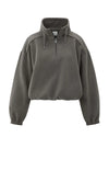 Yaya Balloon Sleeve Sweatshirt - Dark Taupe Grey Melange