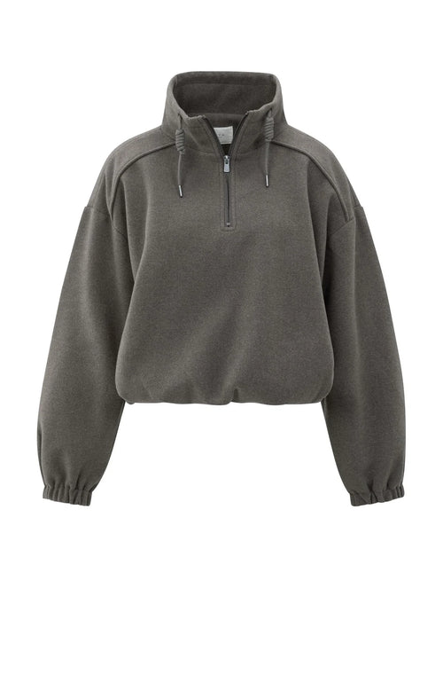 Yaya Balloon Sleeve Sweatshirt - Dark Taupe Grey Melange