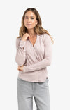 Yaya Jersey Blouse with V-Neck - Shadow Grey Pink Melange