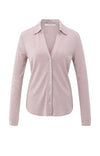 Yaya Jersey Blouse with V-Neck - Shadow Grey Pink Melange