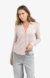 Yaya Jersey Blouse with V-Neck - Shadow Grey Pink Melange