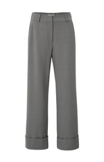 Yaya Trousers with Turn-Ups - Dark Taupe Grey Melange